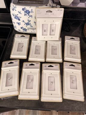White Decorative Wall Plate with Silver Accent - Set of 9